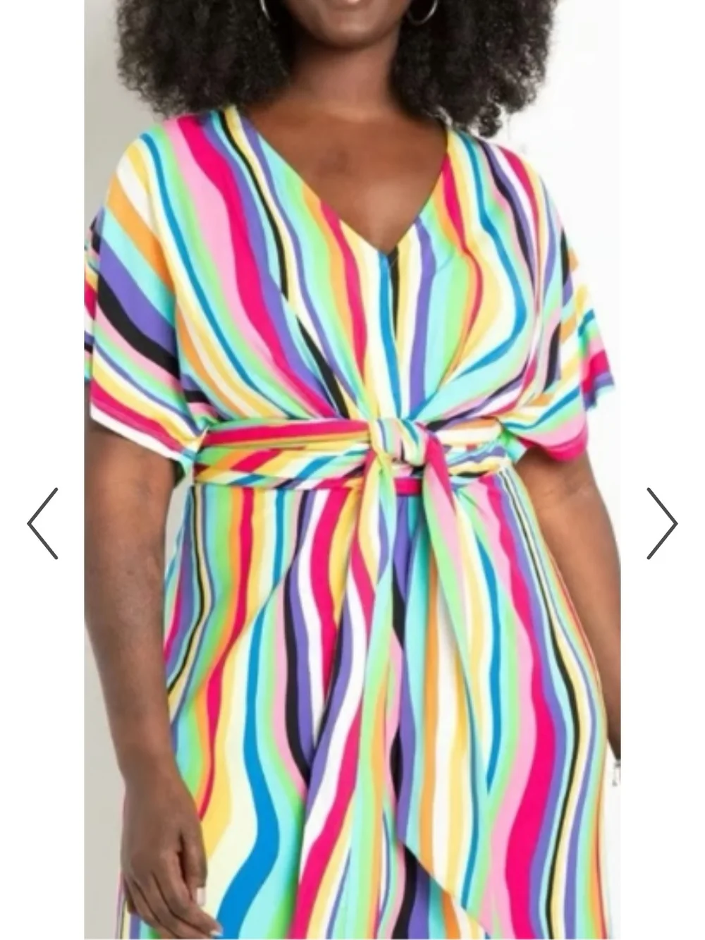 Eloquii Bright Multicolor Striped Midi Dress Size 16 NWOT